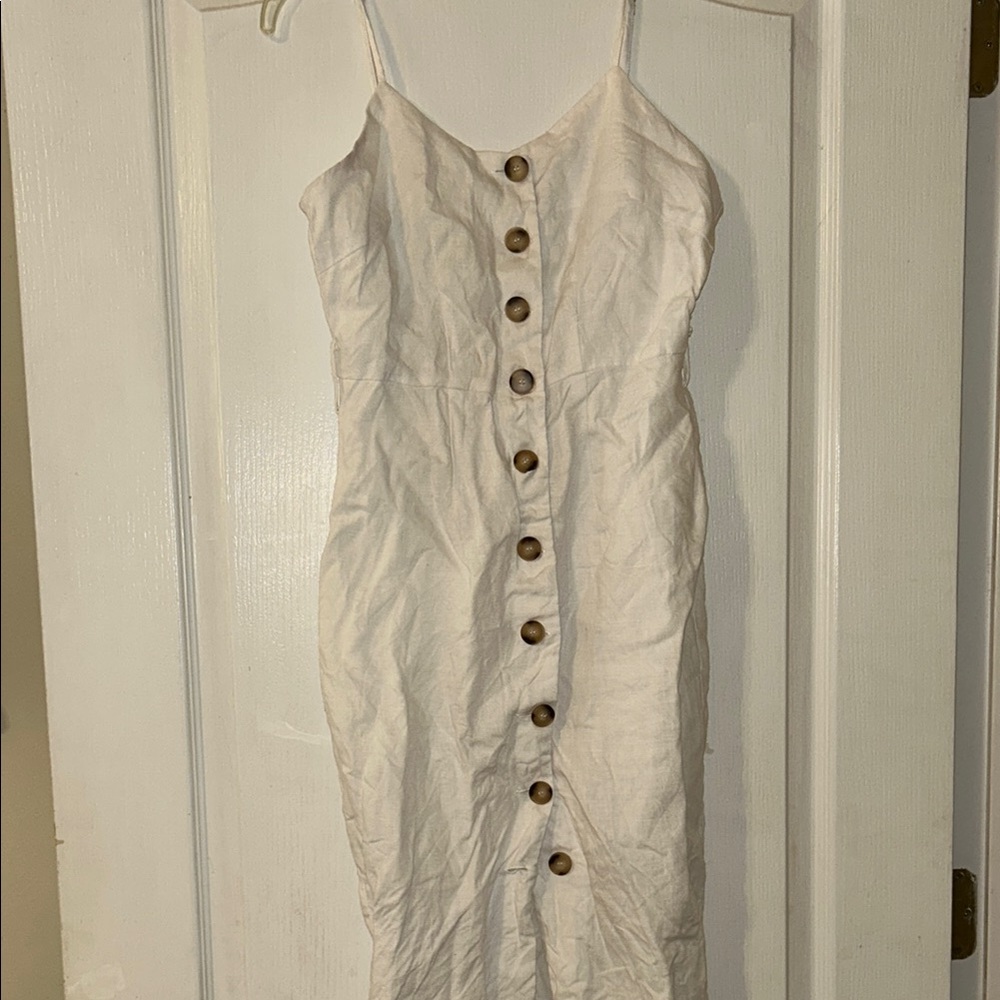 White Buttoned Spaghetti Strap Sundress